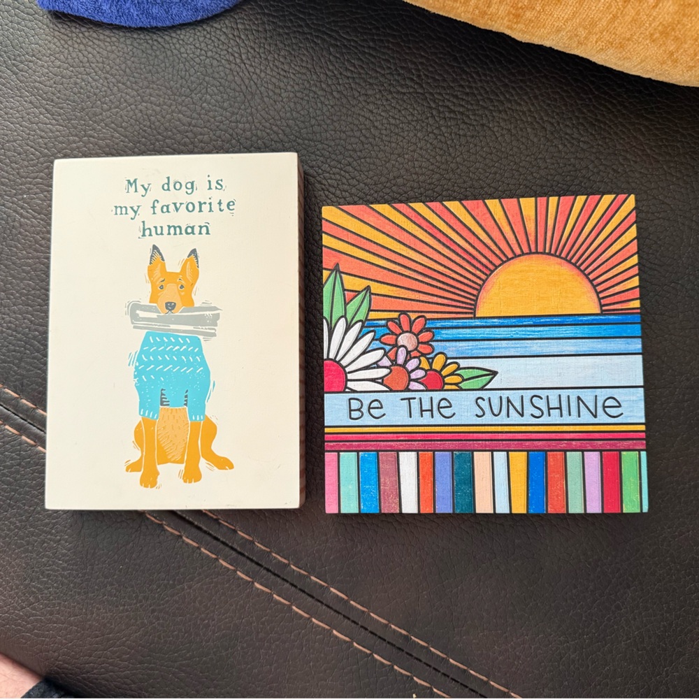 Decorative Plaques with Dog and Sunshine Designs